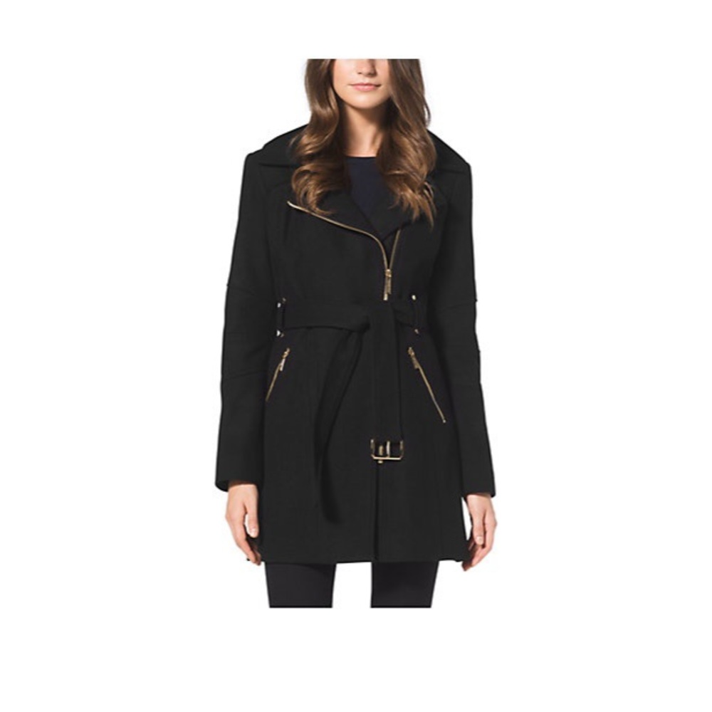New Michael Kors asymmetrical wool blend coat